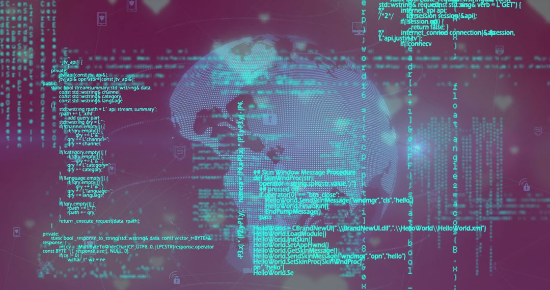 Digital Globe with Cybersecurity Integration and Futuristic Code