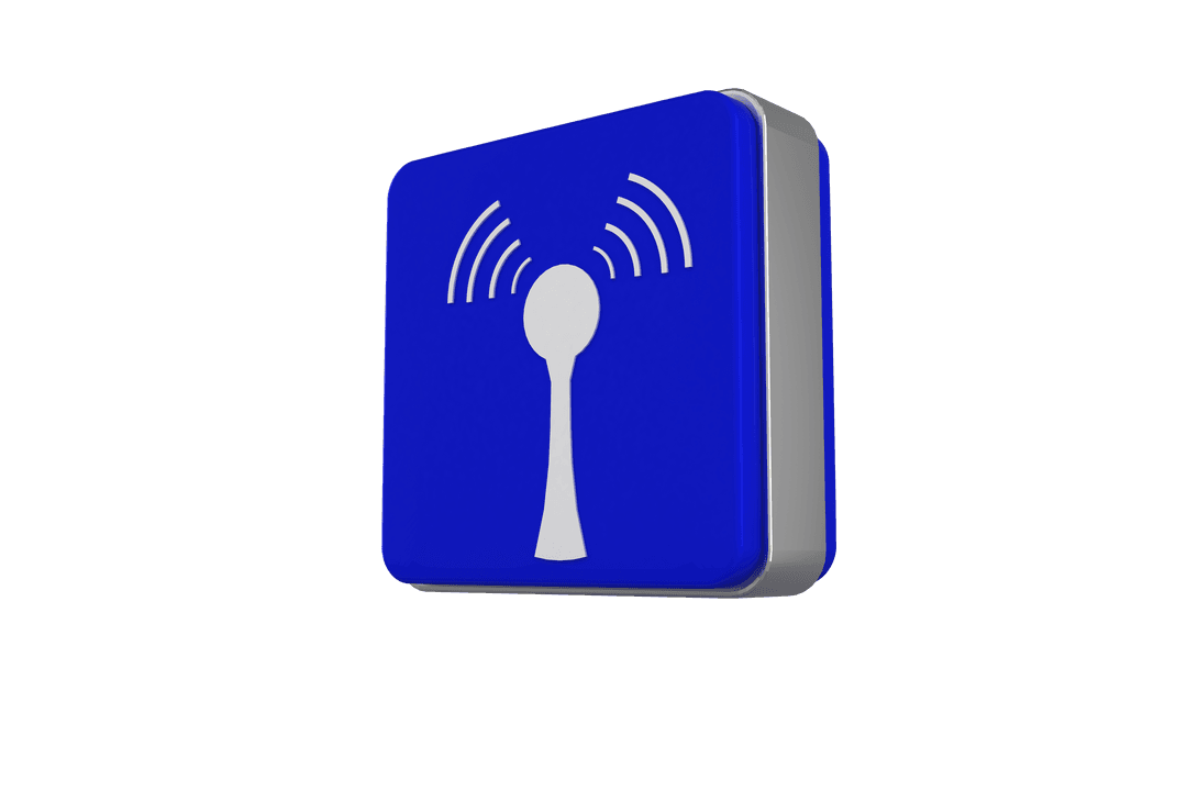 Transparent Digital Cube with Transmitter Symbol Icon