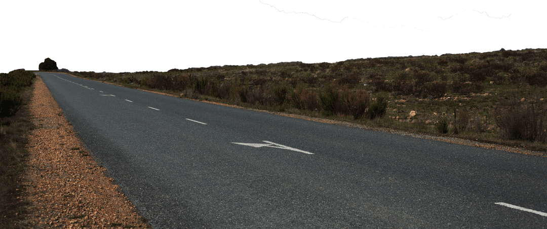 Rural Road and Scenic Landscape with Transparent Background