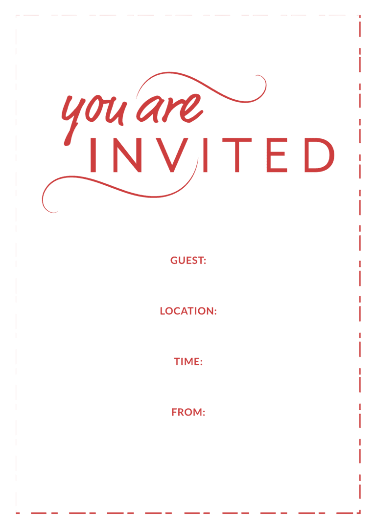 Transparent Elegant Invitation Card Template with Red Text