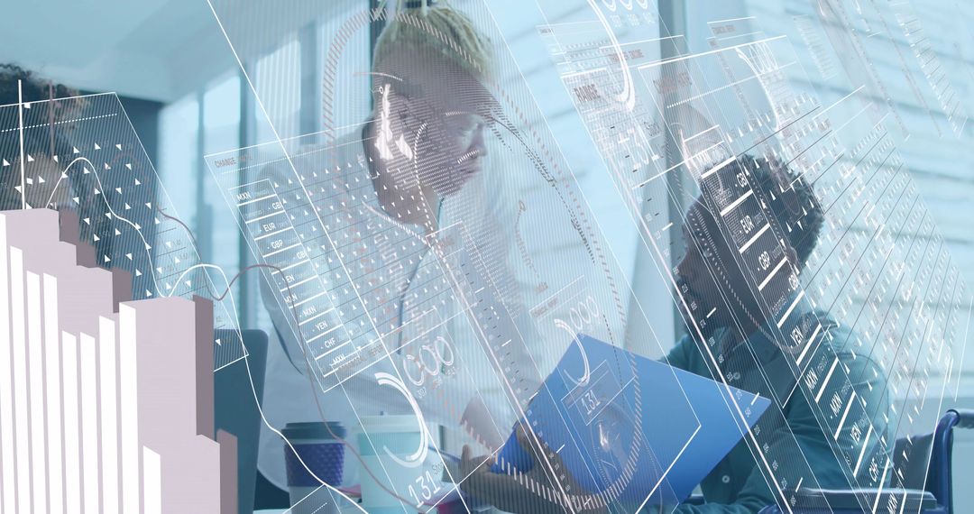 Effective Business Strategy Meeting with Data Analysis Overlays