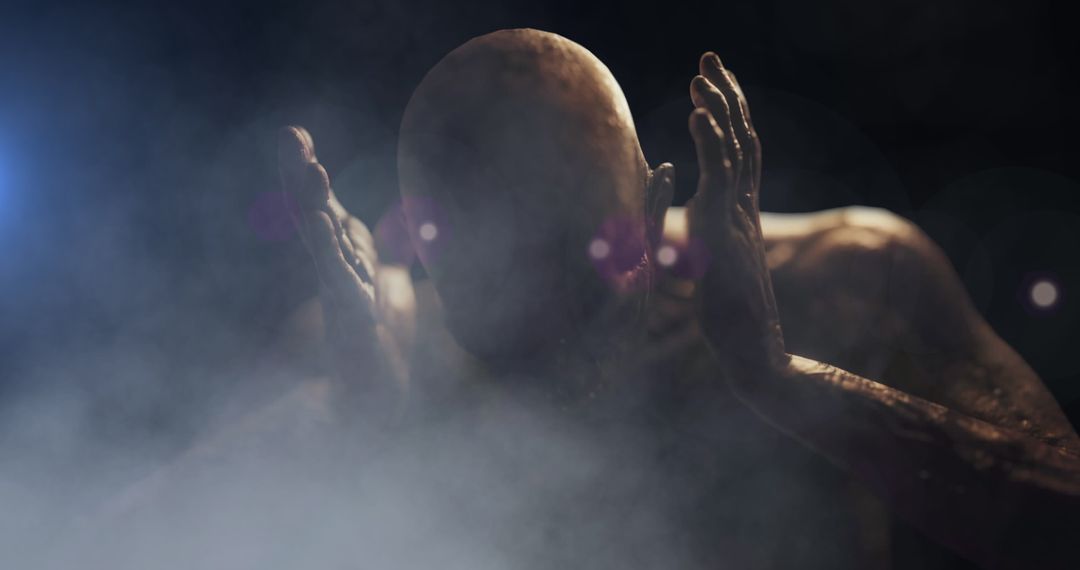 Eerie Zombie Enveloped in Mysterious Smoke