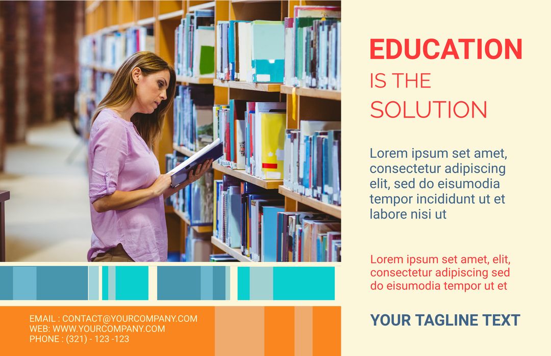 Focused Student Browsing Books in Modern Library