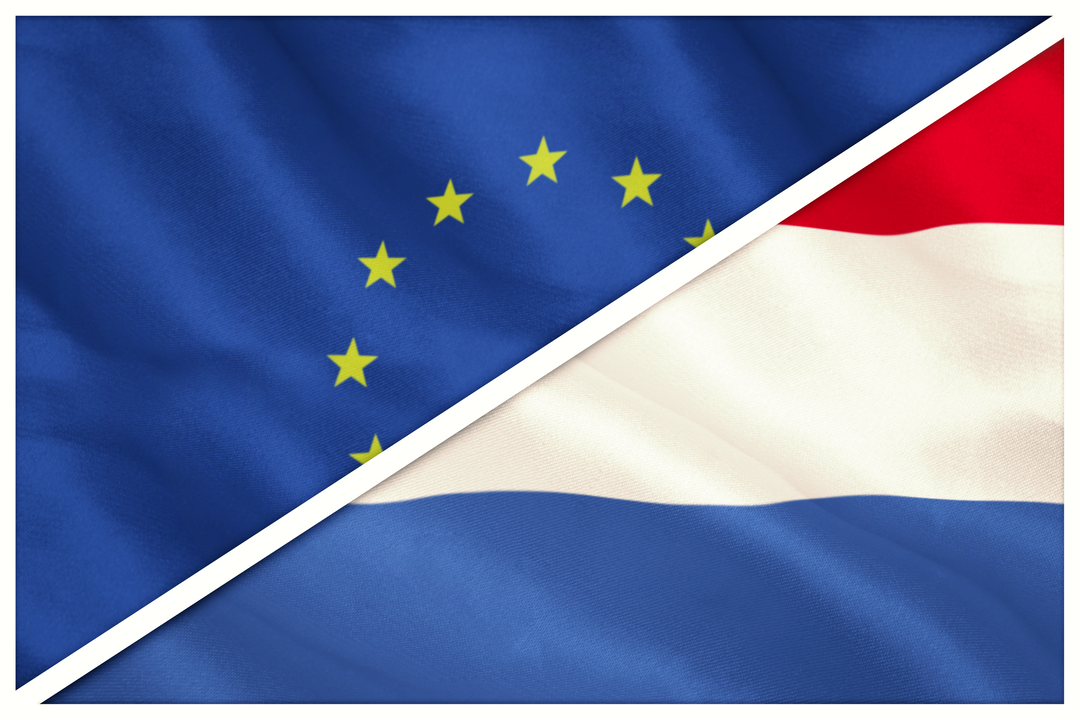 Transparent European Flag and Netherlands Flag Split Diagonal View - Download Free Stock Images Pikwizard.com