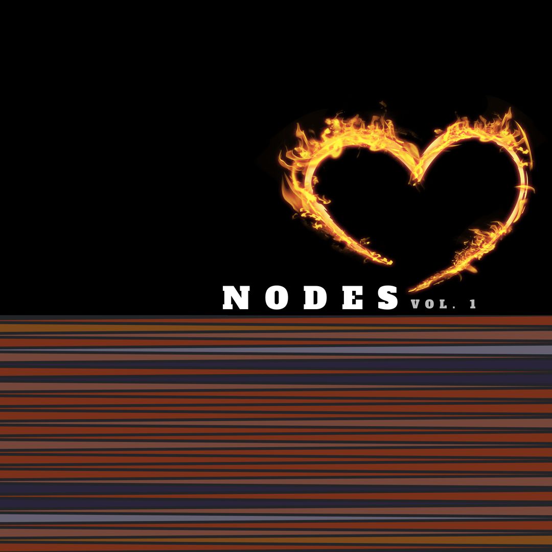 Fiery Heart Design with Modern Striped Background