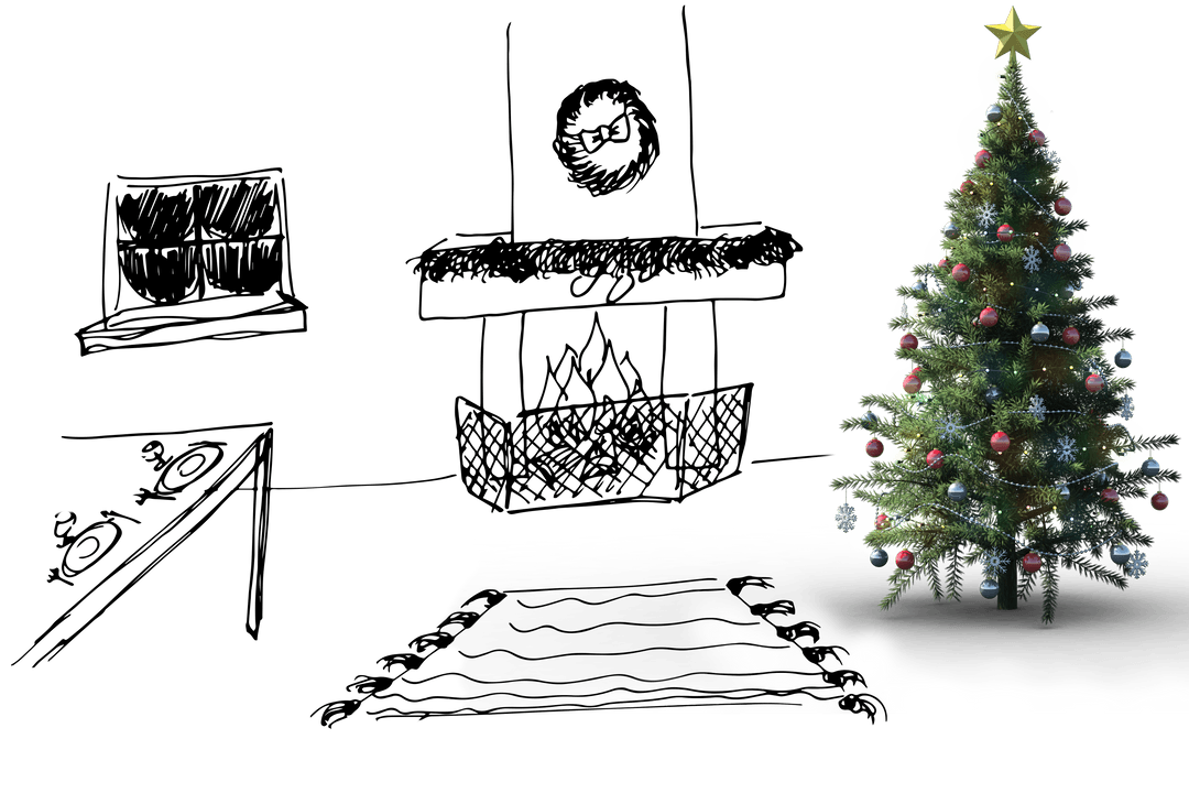 Festive Christmas Tree on Transparent Background