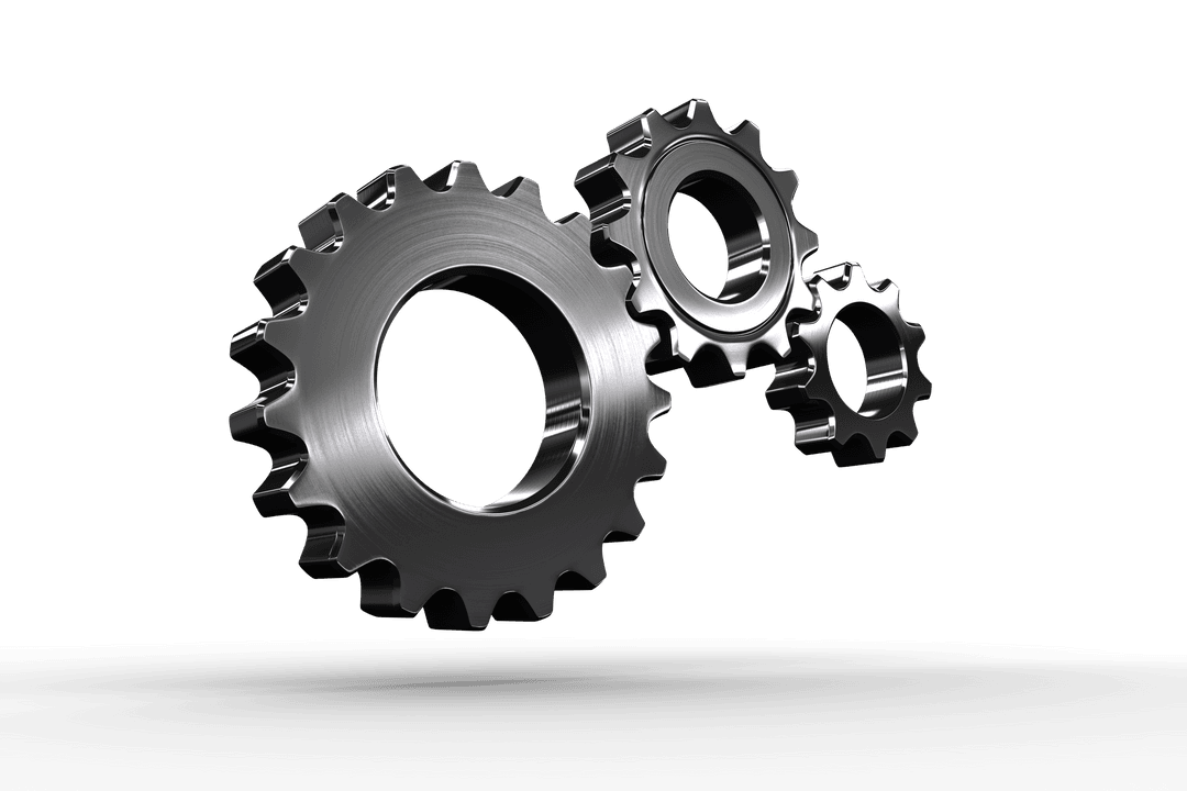 Transparent Metal Gears Connecting Illustrates Synergy