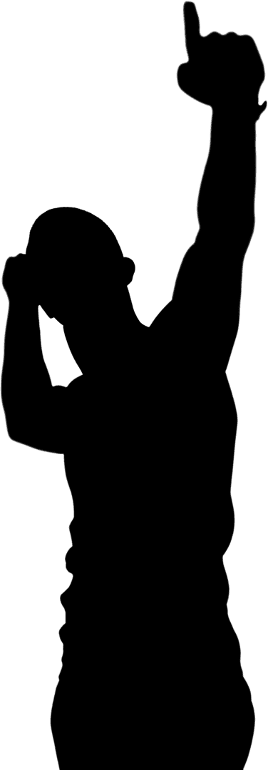 Muscular Silhouette Pointing Finger on Transparent Background