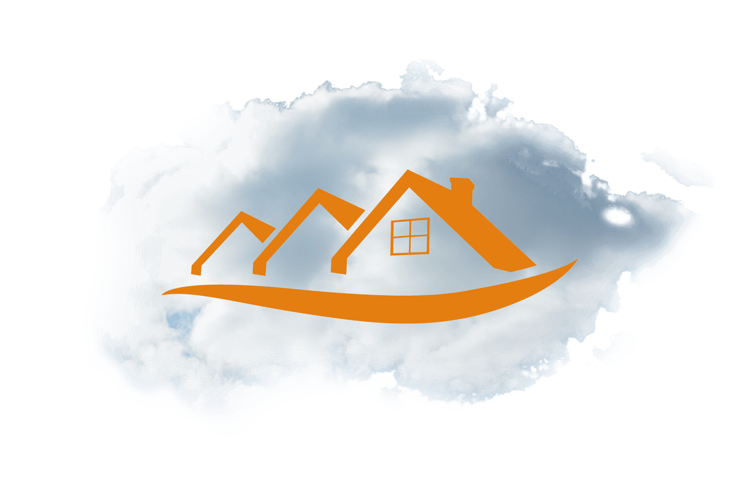 Orange House Shapes on Cloud Transparent Background