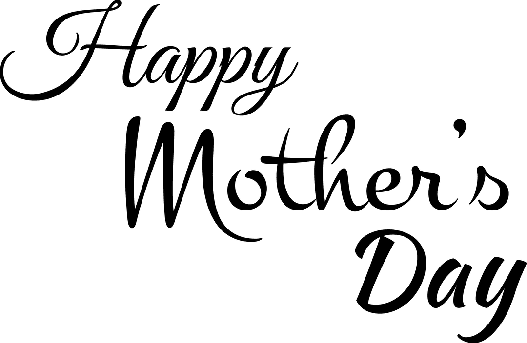 Happy Mother's Day Text on Transparent Background for Celebration Designs