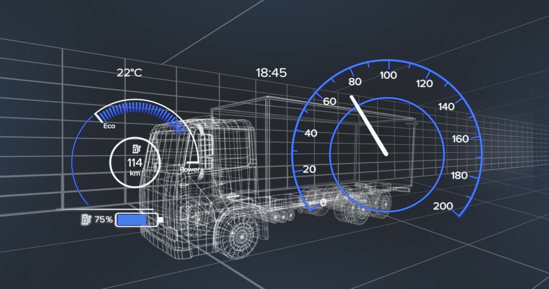 Futuristic Electric Truck Concept with Speedometer Interface