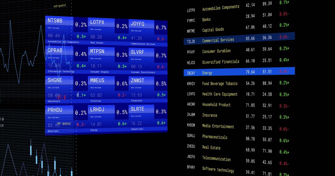 Digital Financial Data Processing with Futuristic Screens