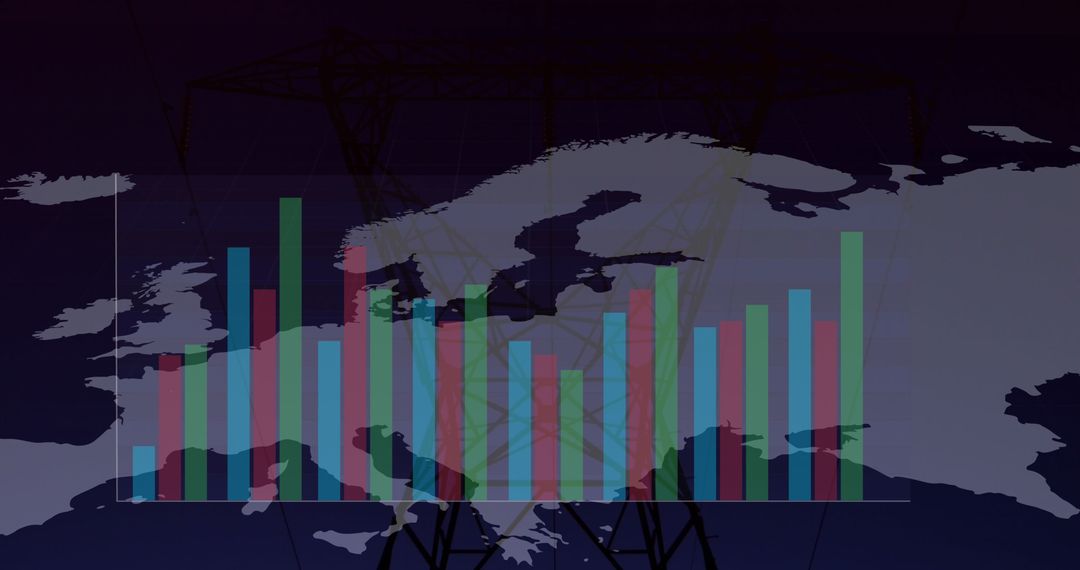 European Map with Bar Chart Symbolizing Energy Economics