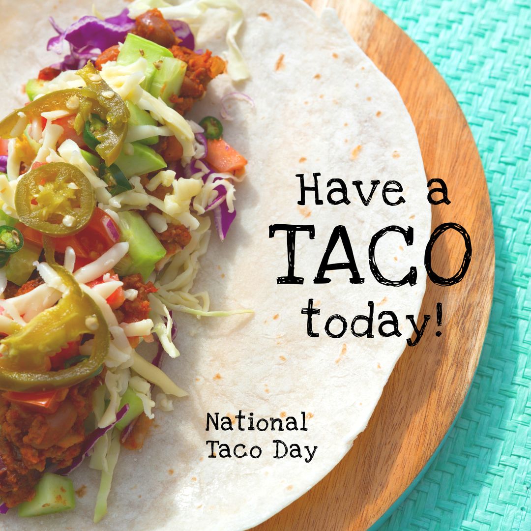 Celebrate National Taco Day with Delicious Tacos on Plate - Download Free Stock Templates Pikwizard.com