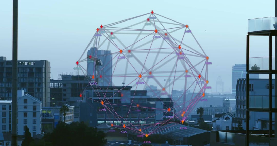 Futuristic Digital Network Architecture in Urban Cityscape
