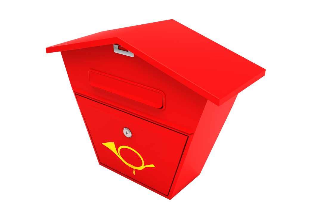 Bright Red Mailbox with Yellow Post Symbol on Transparent Background - Download Free Stock Images Pikwizard.com