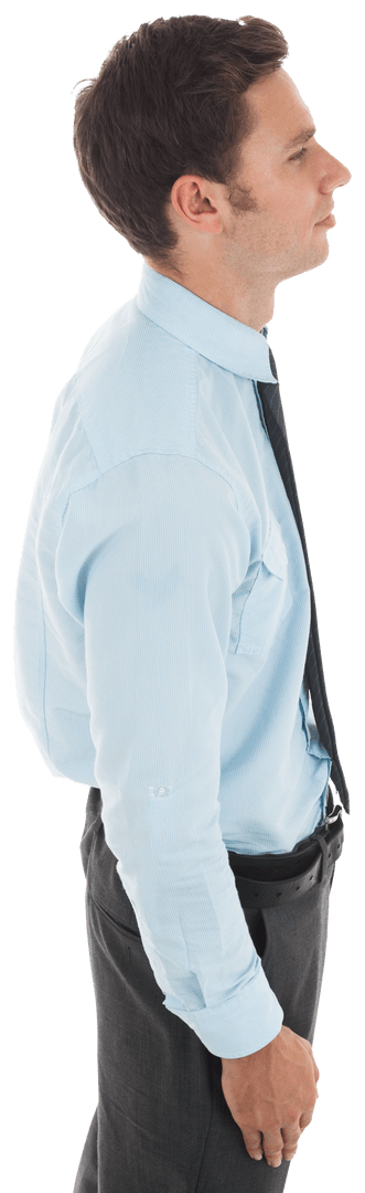 Profile of Smiling Caucasian Businessman on Transparent Background