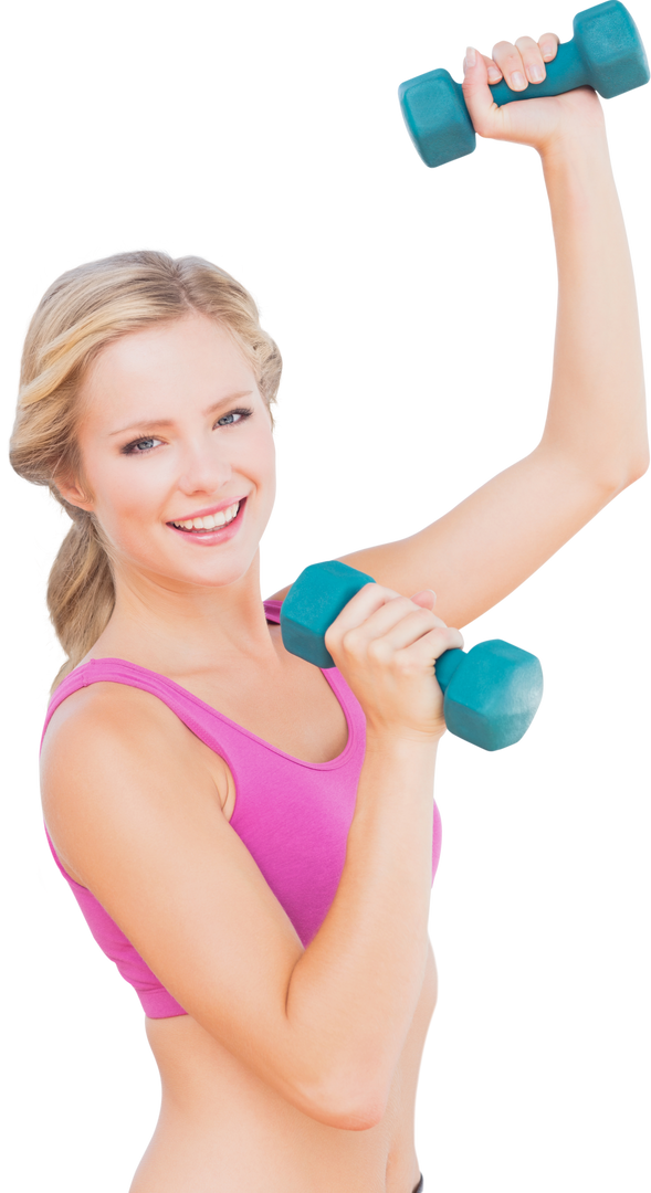 Smiling Woman Exercising With Dumbbells on Transparent Background - Download Free Stock Images Pikwizard.com