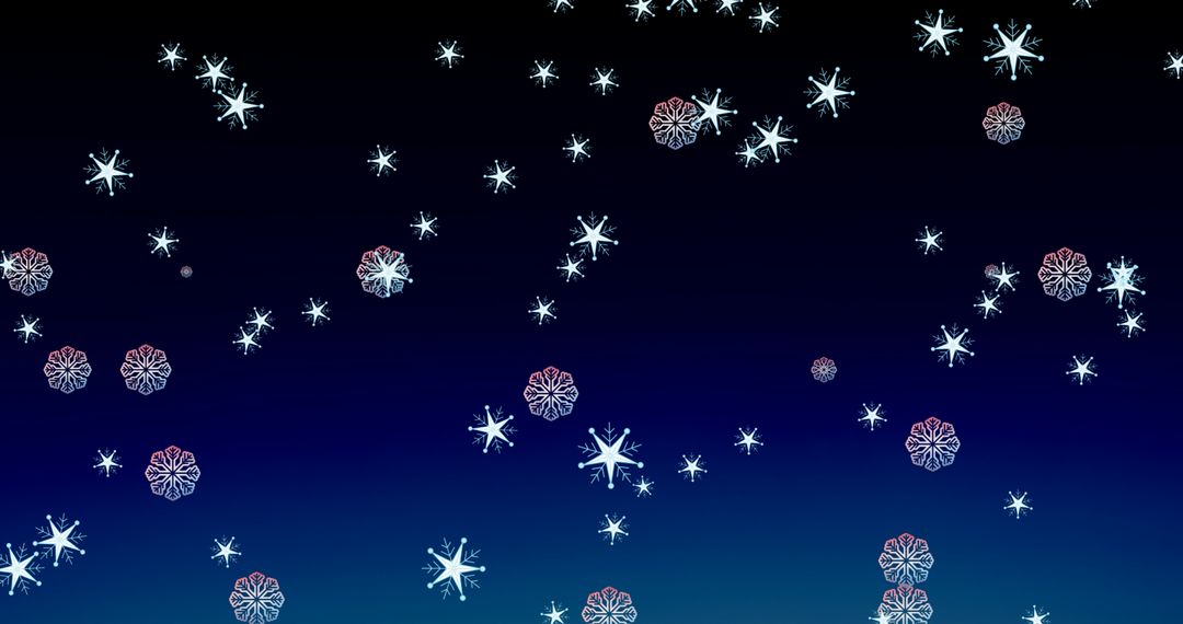 Floating Snowflakes on Dark Blue Winter Background