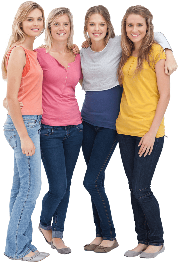 Group of Friends Smiling in Casual Attire with Transparent Background