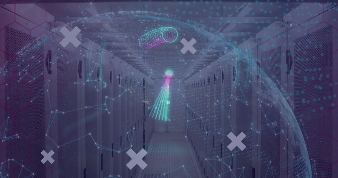 Digital Globe and Data Concept in Modern Server Room