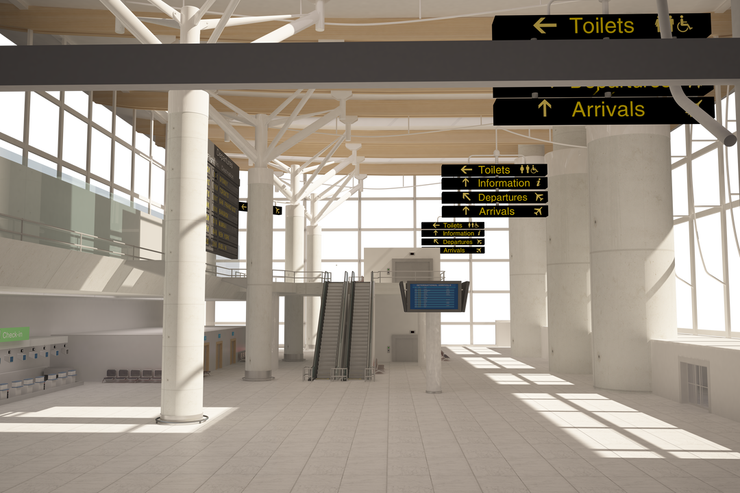 Transparent Vector Illustration of Modern Airport Interior - Download Free Stock Images Pikwizard.com