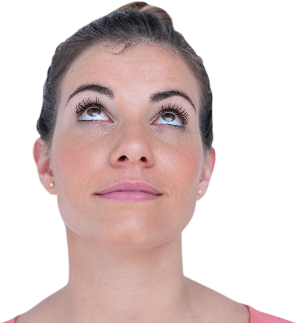 Transparent Background Woman's Face Looking Up