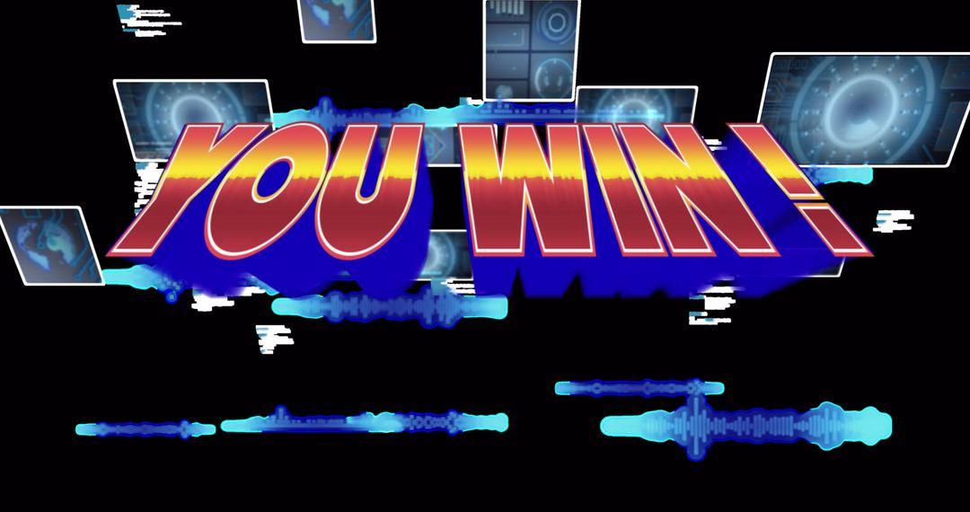 You Win Digital Screen in Futuristic Cyber Theme