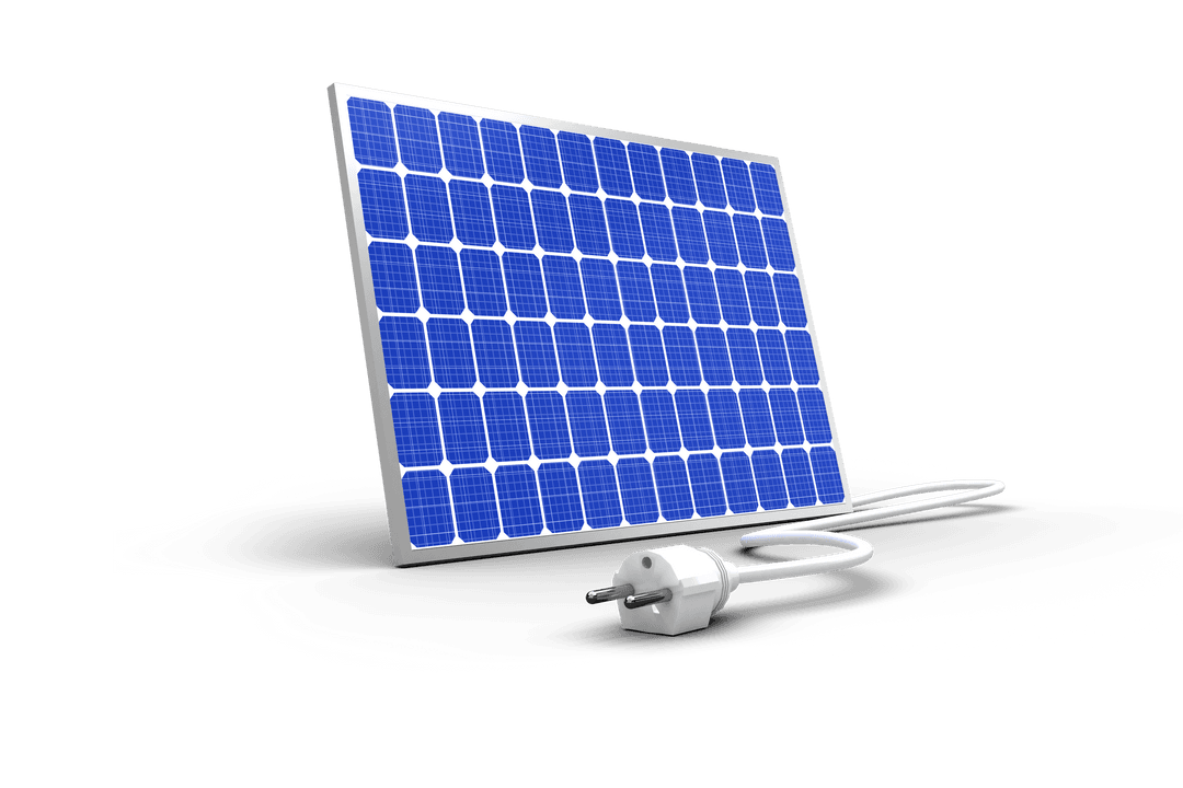 Transparent 3D Solar Panel with Cable Highlighting Energy Concept
