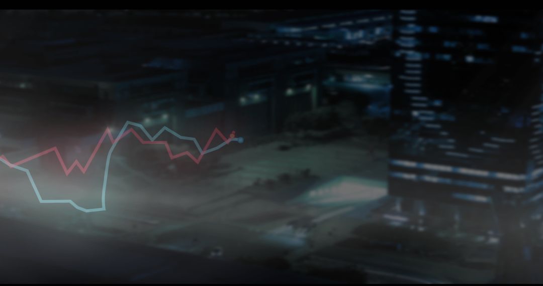 Abstract Urban Nightscape with Data Analytics Overlay