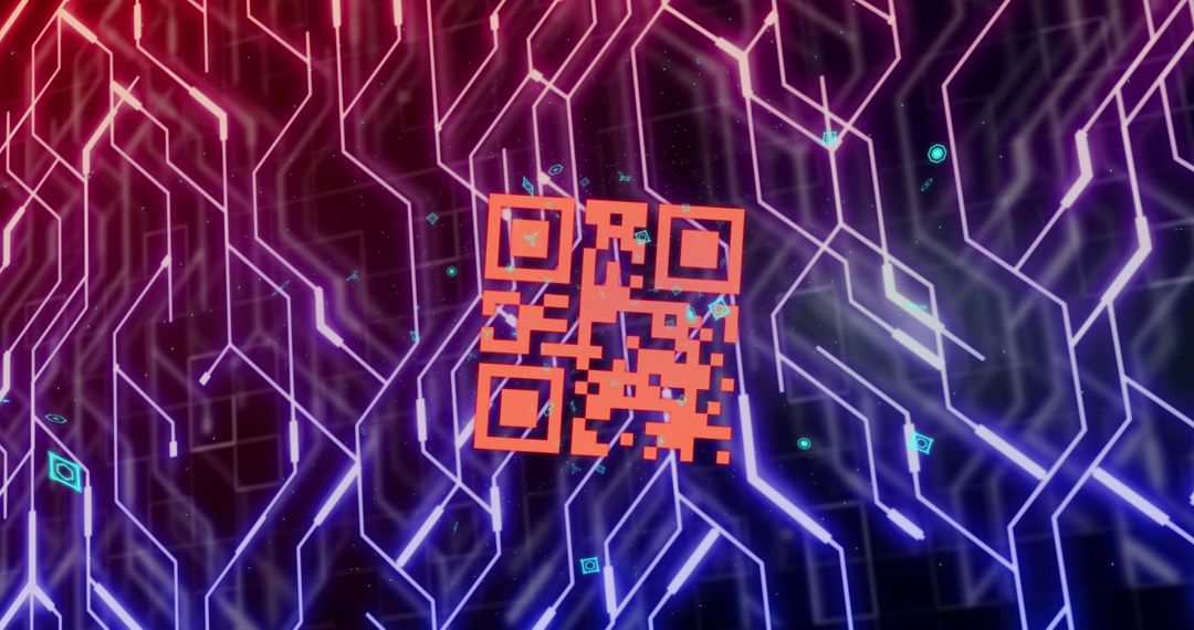 QR Code with Futuristic Digital Circuit Background