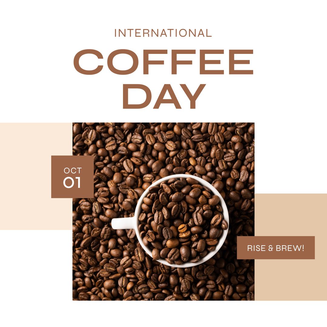 International Coffee Day Celebration with Coffee Beans - Download Free Stock Templates Pikwizard.com