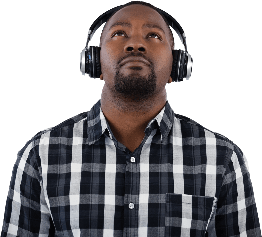 Transparent Man Listening to Music with Headphones