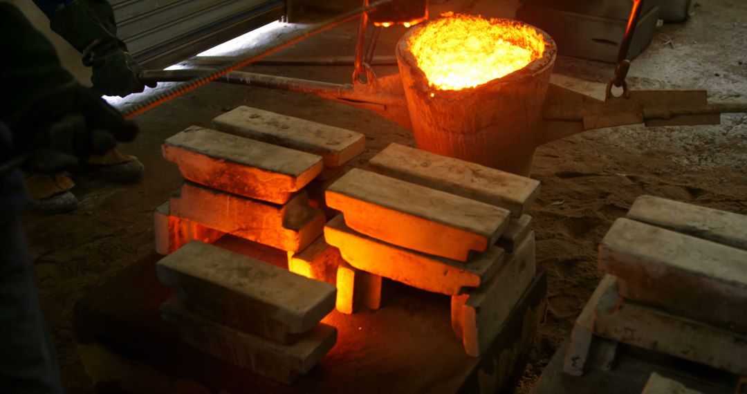 Metal Ingot Casting Process with Molten Liquid Pouring - Free Images, Stock Photos and Pictures on Pikwizard.com