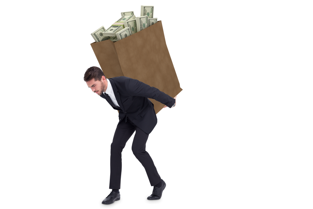 Transparent Background Businessman Carrying Heavy Bag of Cash - Download Free Stock Images Pikwizard.com