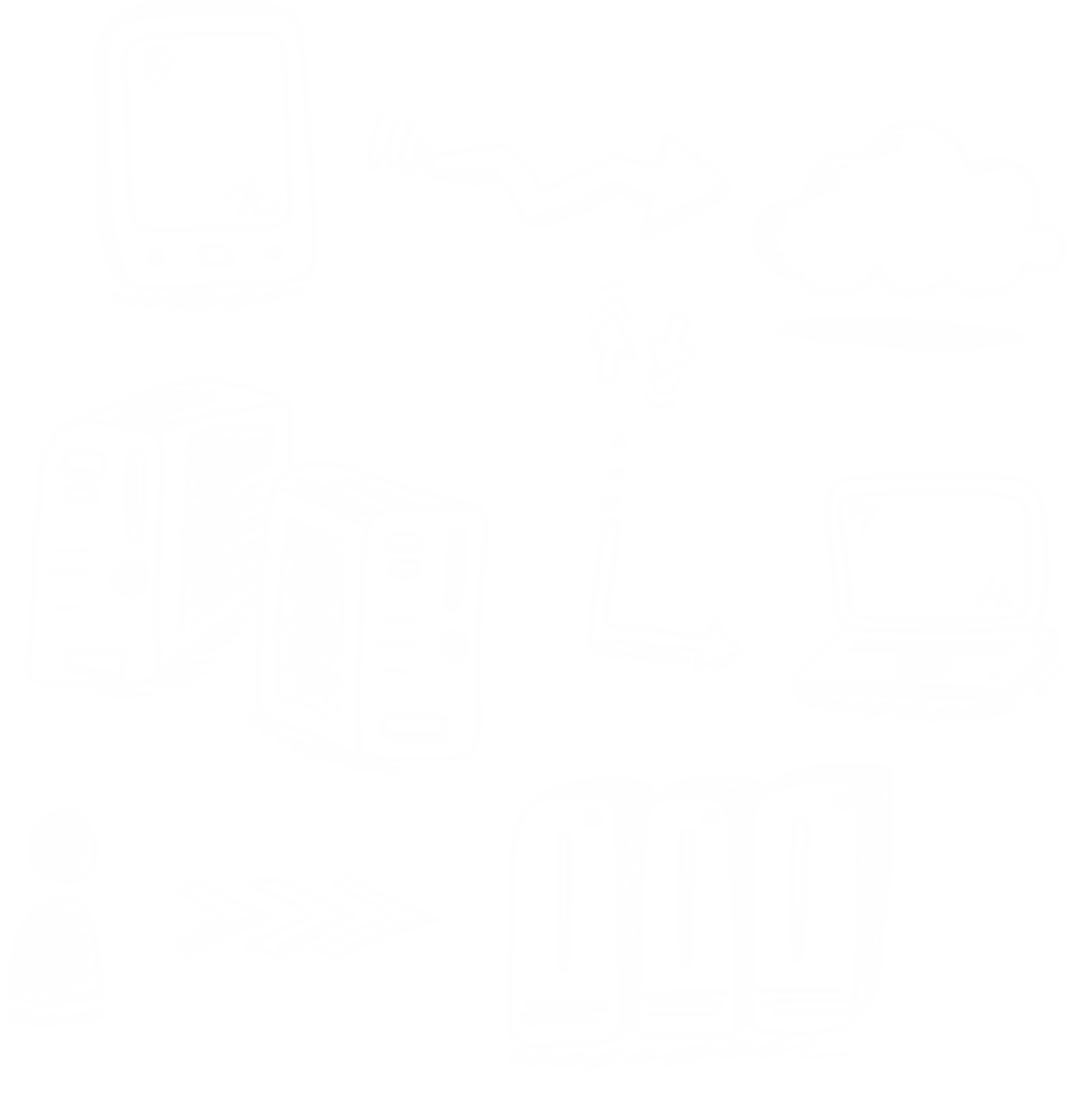 Electronic Device Network Icons on Transparent Background