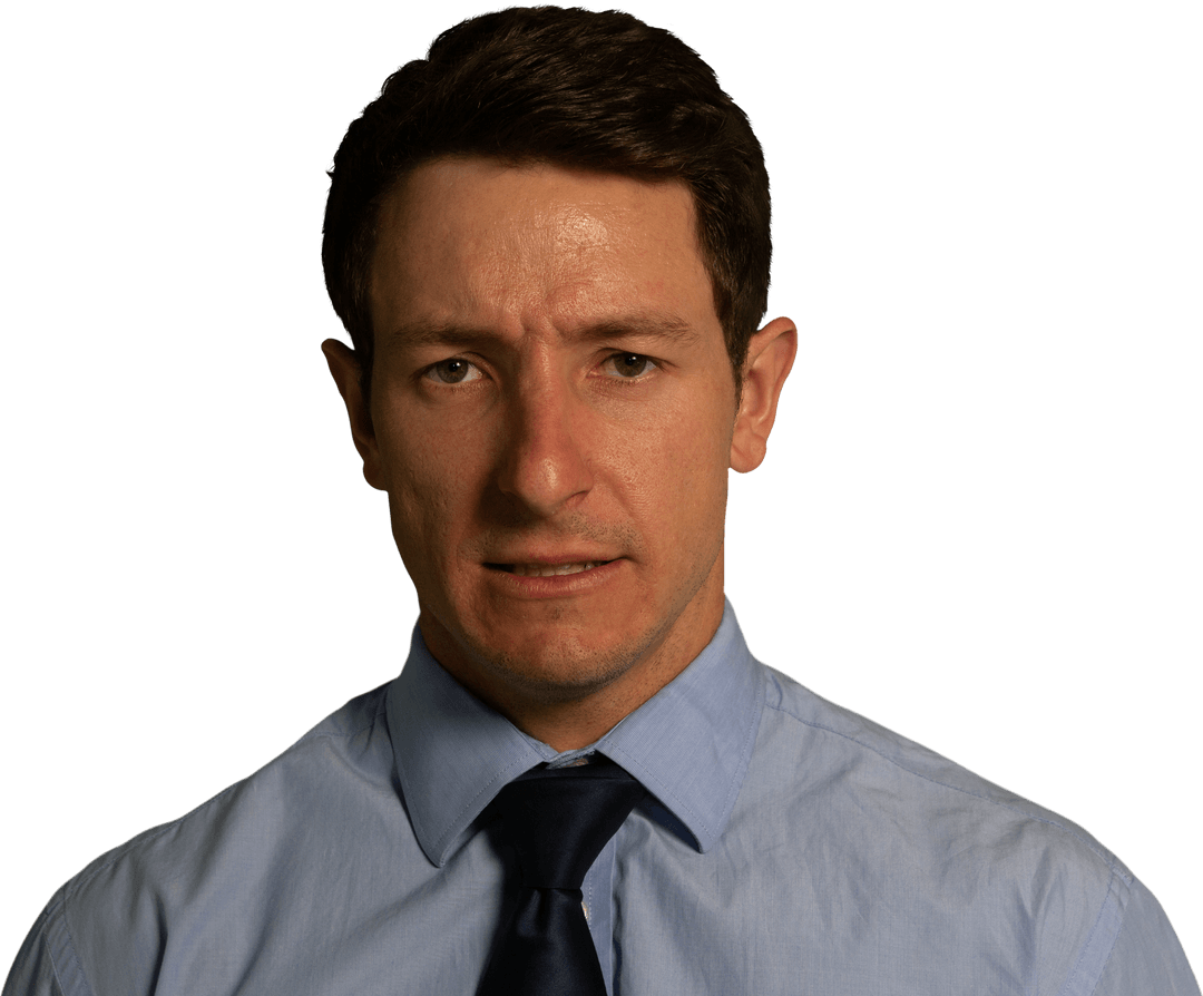 Transparent Image of Man with Neutral Expression in Formalwear