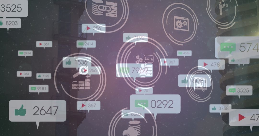 Digital Network Interaction with Social Media and Technology Icons