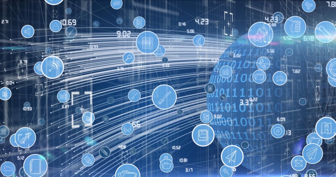 Digital Network and Binary Code on Globe Background