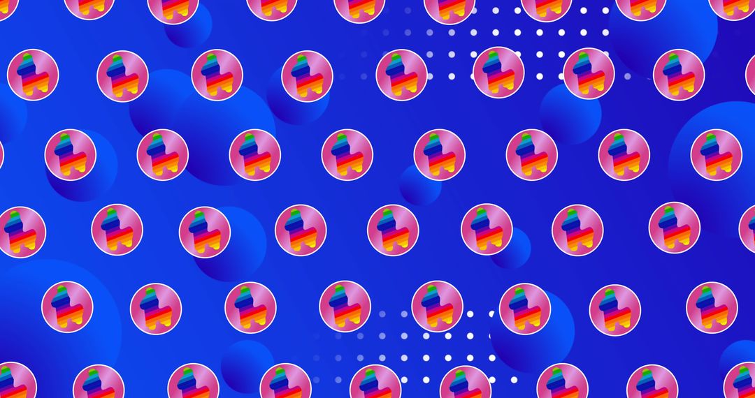 Rainbow Unicorn Icons on Dynamic Blue Background