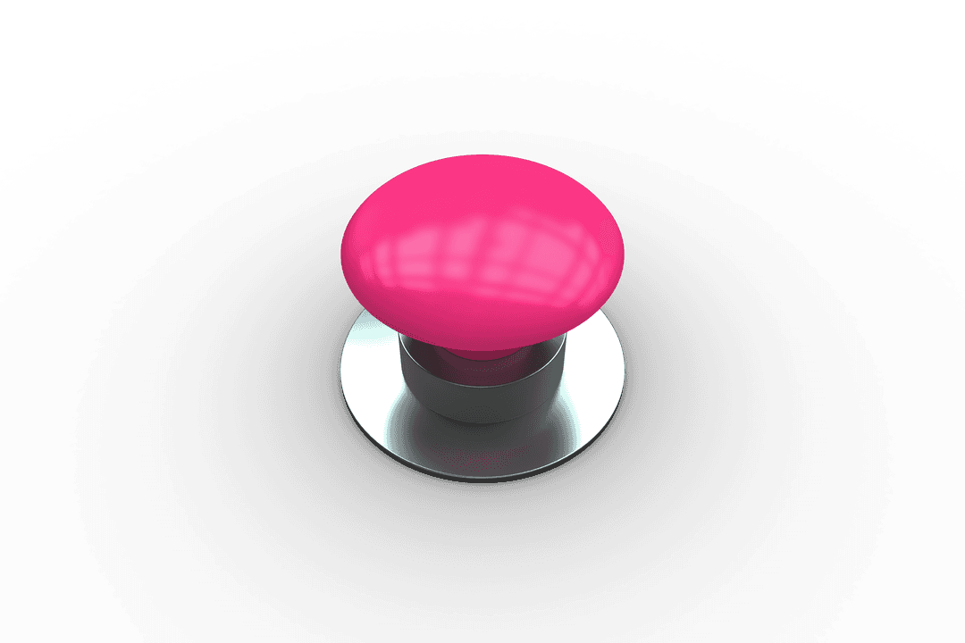 Pink Button with Black Shadow on Transparent Background