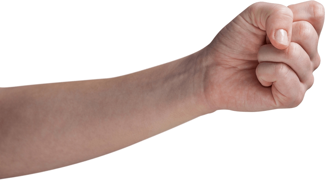 Transparent Isolated Cropped Clenched Fist on White Background