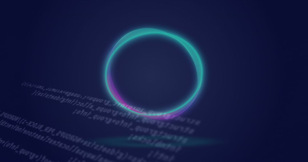 Neon Circle with Code Overlay Illustrates Technology Concepts