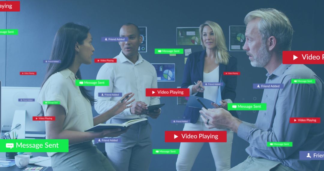 Social Media Interaction and Data Analysis in Modern Office