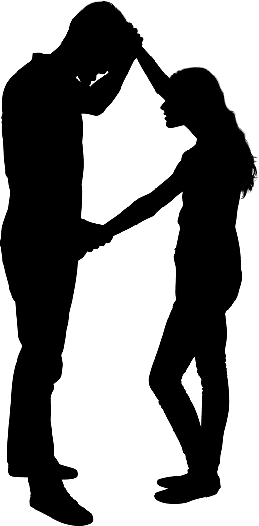 Silhouette of Couple Arguing on Transparent Background