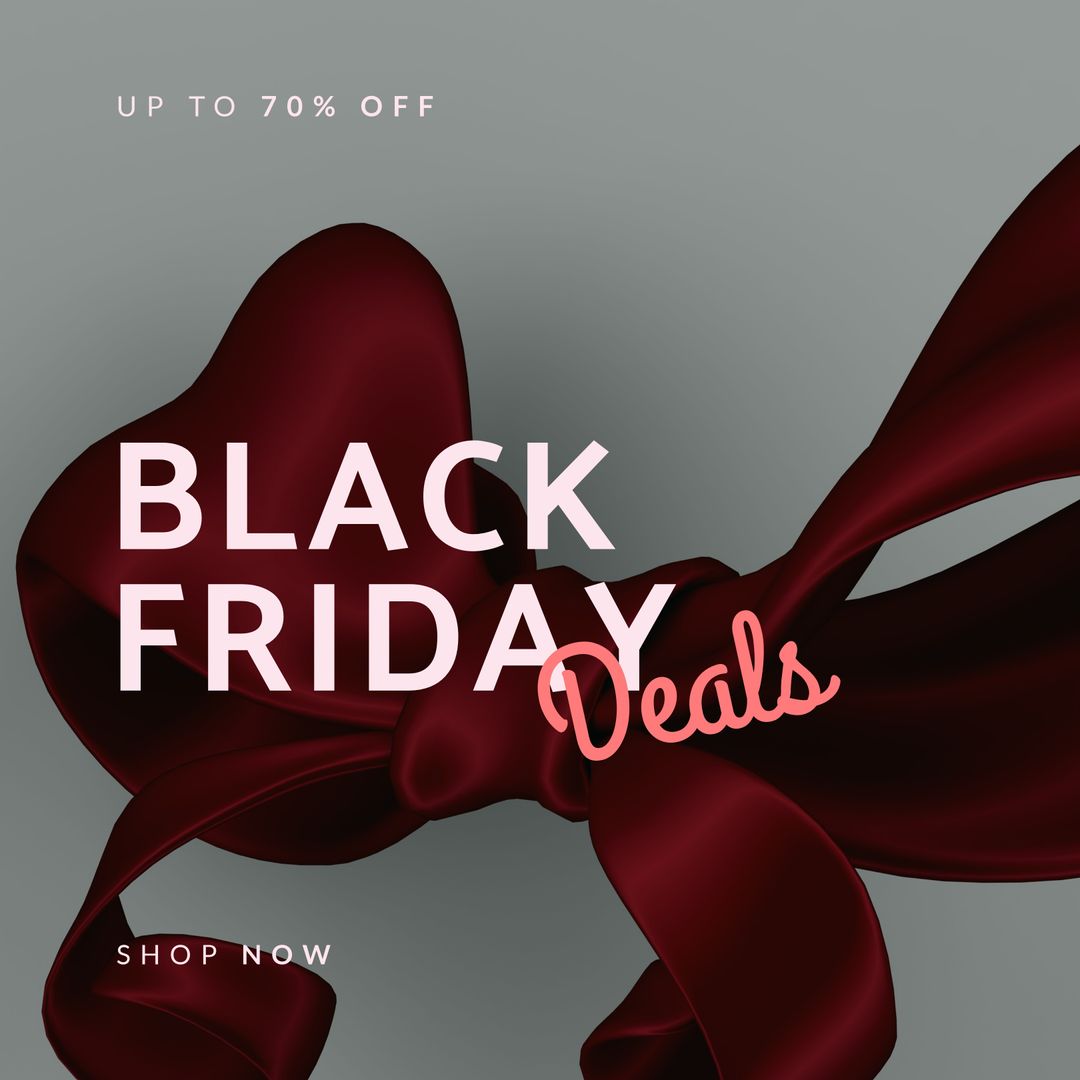 Elegant Black Friday Deals Background with Burgundy Ribbon