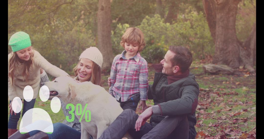Happy Family Enjoying Outdoor Time with Pet Dog