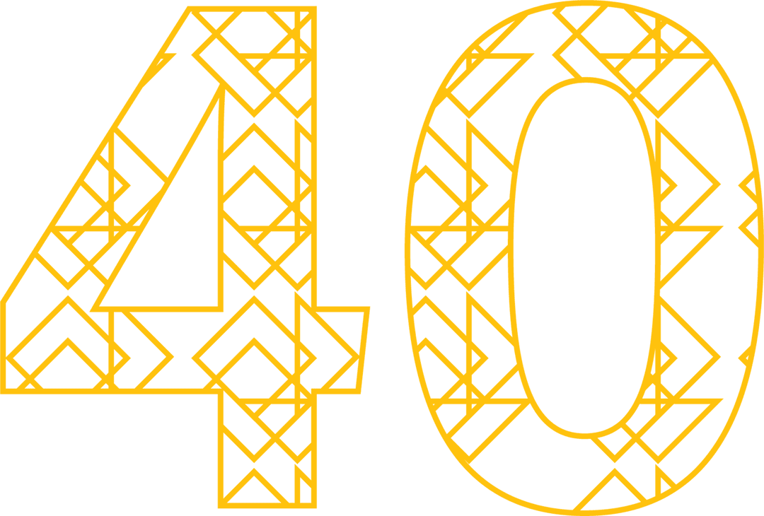 Yellow Geometric Number 40 Illustration on Transparent Background