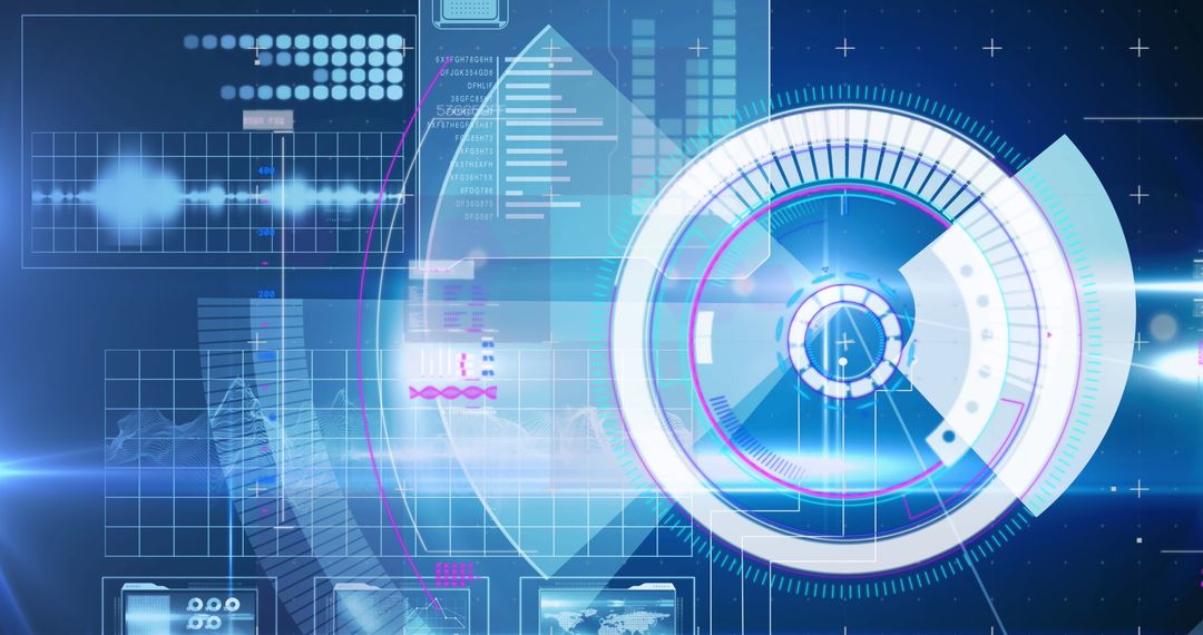 Digital interface displaying data and analytics concepts
