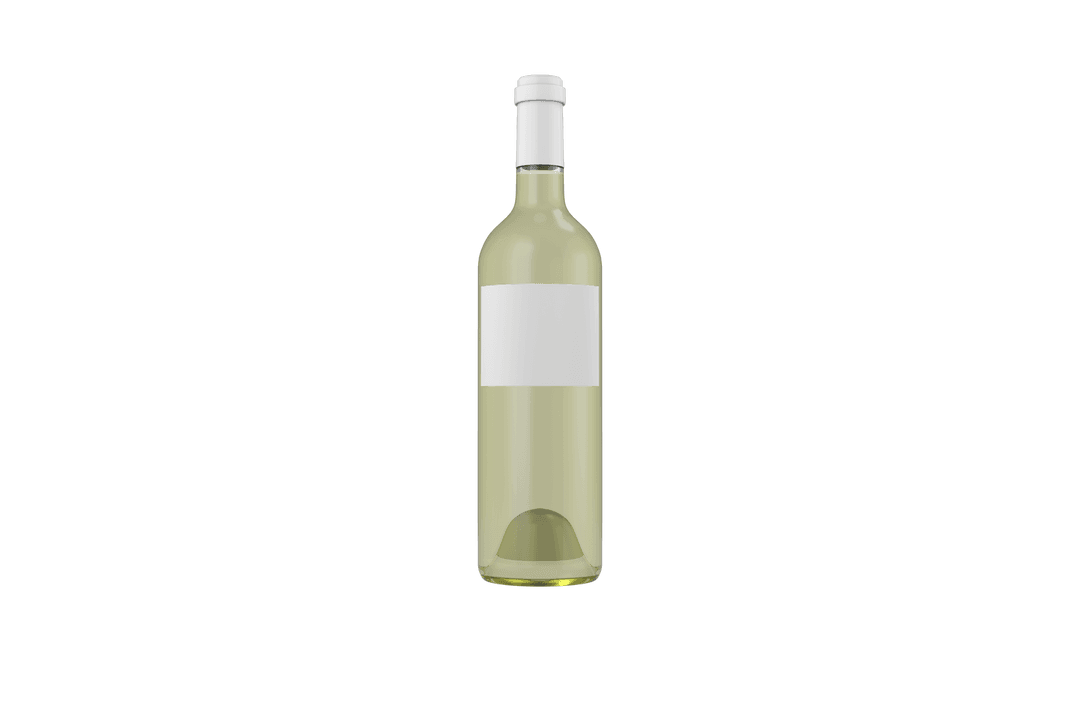 Transparent Bottle of White Wine with Blank Label Isolated